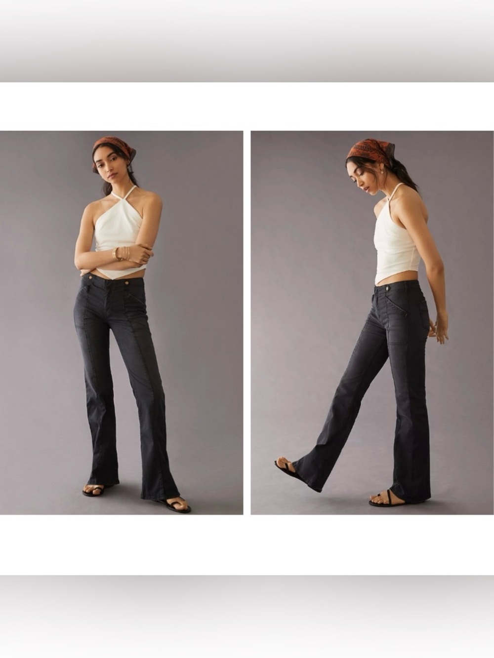 Pilcro Anthropologie Demilune Ulility Bootcut Faded Black Wash Size 30P